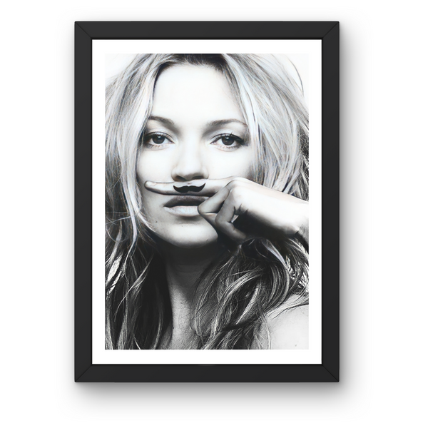 Kate Moss Moustache Framed Print